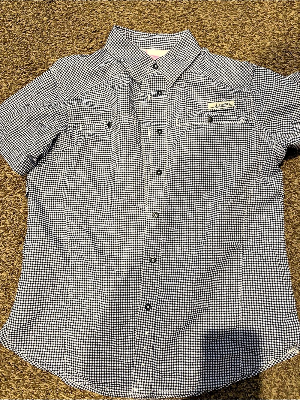 Habit Gingham Button Down Shirt Blue & White Medium
